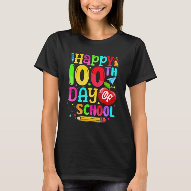 Happy 100th Day Of School Teacher Boy Girl 100 Day T-Shirt (Vorderseite)