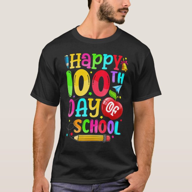 Happy 100th Day Of School Teacher Boy Girl 100 Day T-Shirt (Vorderseite)