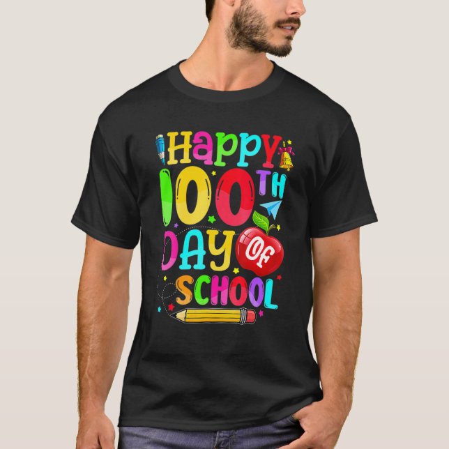 Happy 100th Day Of School Teacher Boy Girl 100 Day T-Shirt (Vorderseite)