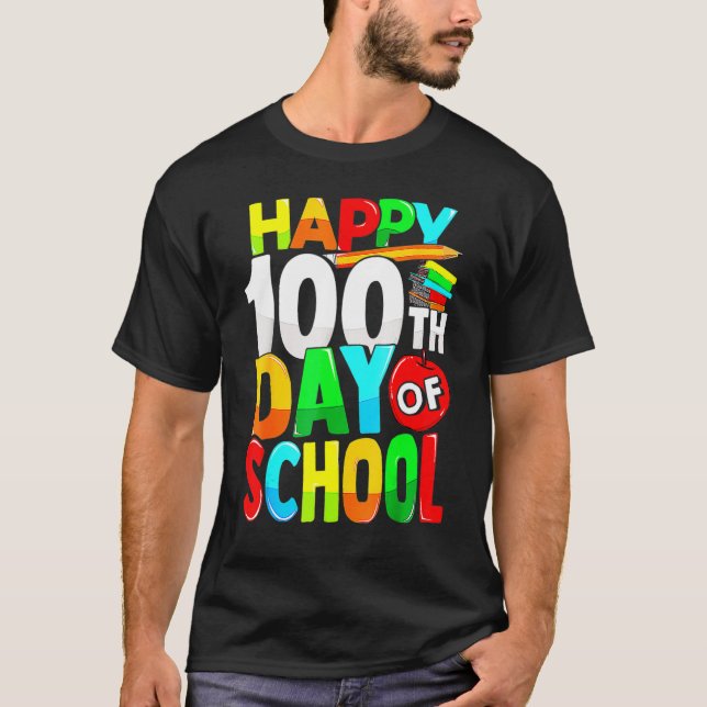 Happy 100th Day Of School Teacher Kids Happy 100 D T-Shirt (Vorderseite)