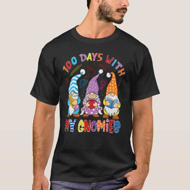 Happy 100th Day Of School Three Gnomes Teacher Boy T-Shirt (Vorderseite)