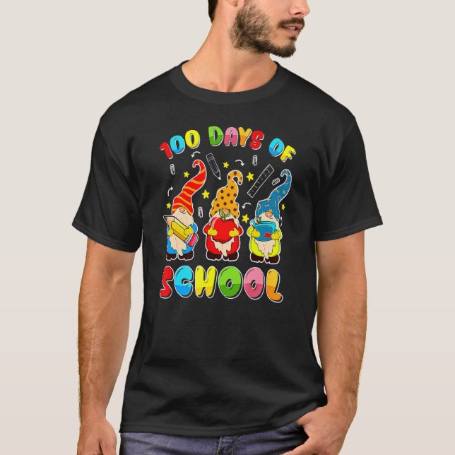 Happy 100th Day Of School Three Gnomes Virtual Tea T-Shirt (Vorderseite)