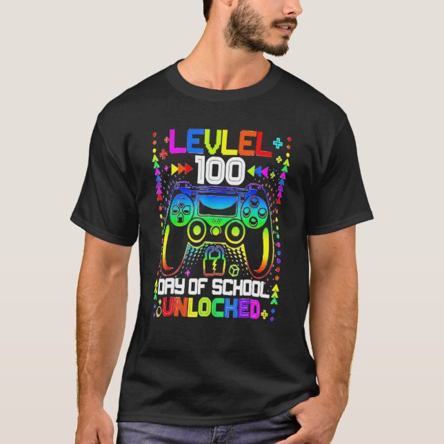 Happy 100th Day Of School Video Gamer Level 100 Un T-Shirt (Vorderseite)