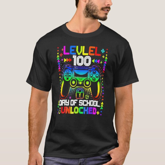 Happy 100th Day Of School Video Gamer Level 100 Un T-Shirt (Vorderseite)