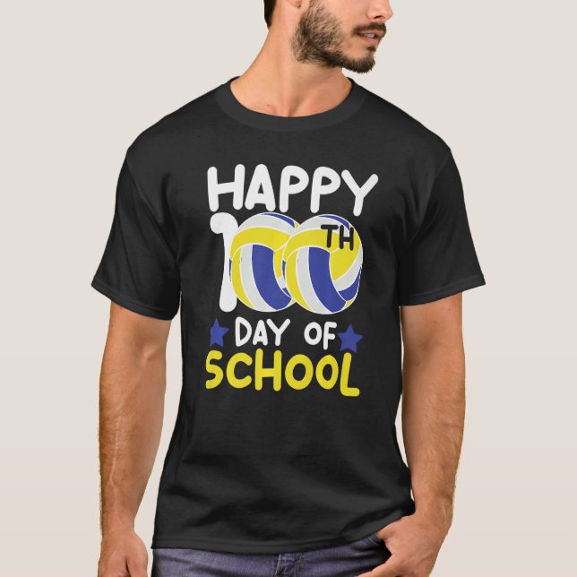 Happy 100th Day Of School volleyball 100 days of s T-Shirt (Vorderseite)