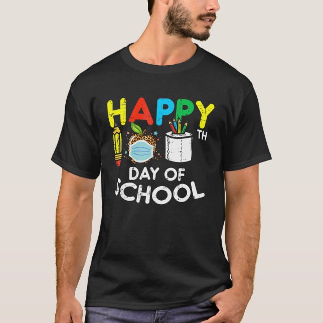 Happy 100th Day School Leopard Apple Maske Quarant T-Shirt (Vorderseite)