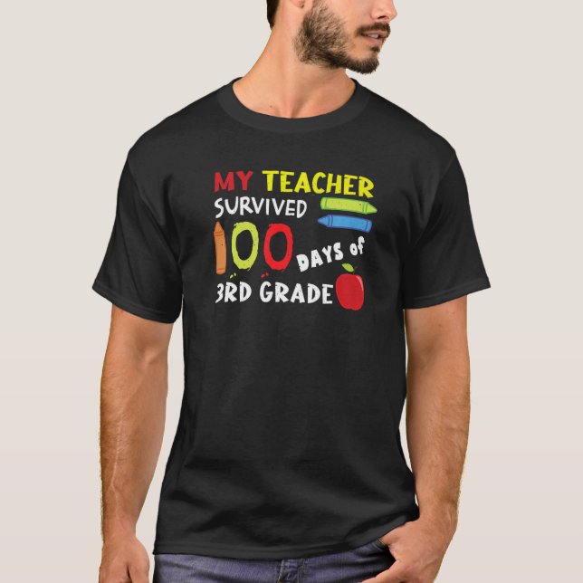 Happy 100th Day Teacher Survived 3rd Grade 100 Day T-Shirt (Vorderseite)