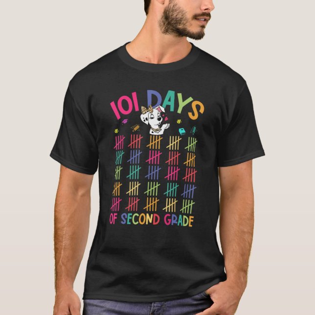 Happy 101 Days School Second Grade Hund 100. Days T-Shirt (Vorderseite)