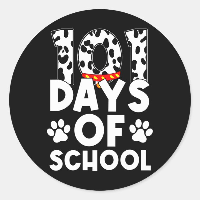 Happy 101 Days Schule Hund Lover Student oder Lehr Runder Aufkleber (Vorderseite)