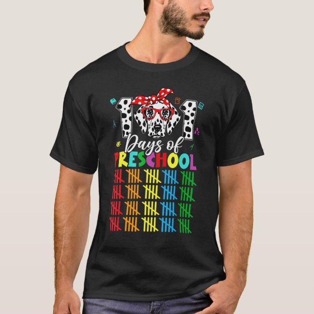 Happy 101 Days Schule Preschool Hund Lover Student T-Shirt (Vorderseite)