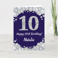 Happy 10. Geburtstag Navy Blue und Silver Glitzer