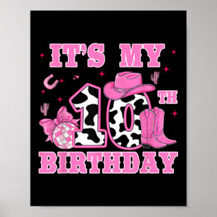 Happy 10. Geburtstags Mädchen Outfit Rodeo Western Poster