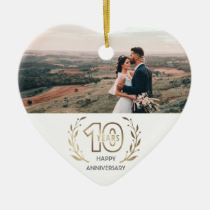 Happy 10-jähriges Jubiläumsgeschenk für ein Paar Keramik Ornament