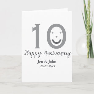 Happy 10. Jubiläum Datum grau kühn emoji Karte