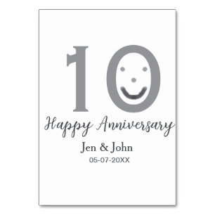 Happy 10. Jubiläum Datum grau kühn emoji Tischnummer