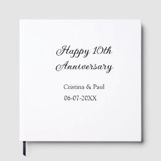Happy 10. Jubiläum einfache minimale Hochzeitsbeze Gästebuch