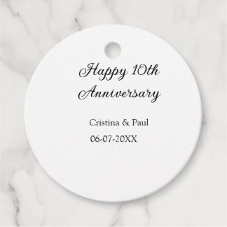 Happy 10. Jubiläum einfache minimale Hochzeitsbeze Geschenkanhänger