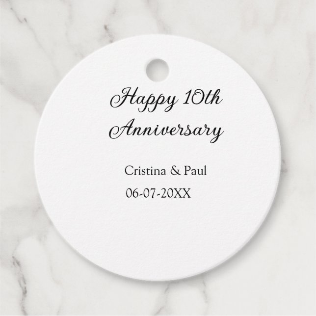 Happy 10. Jubiläum einfache minimale Hochzeitsbeze Geschenkanhänger (Vorderseite)