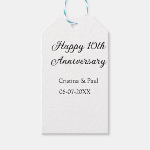 Happy 10. Jubiläum einfache minimale Hochzeitsbeze Geschenkanhänger