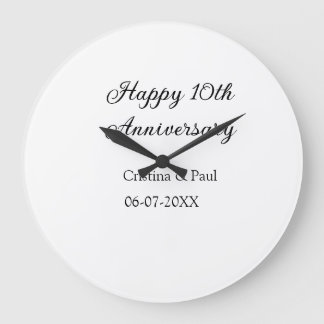 Happy 10. Jubiläum einfache minimale Hochzeitsbeze Große Wanduhr