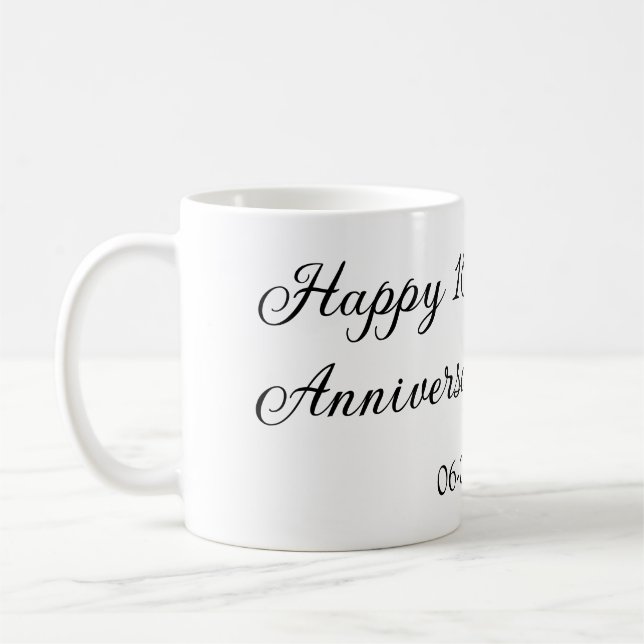 Happy 10. Jubiläum einfache minimale Hochzeitsbeze Kaffeetasse (Links)
