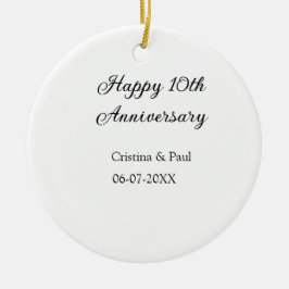 Happy 10. Jubiläum einfache minimale Hochzeitsbeze Keramik Ornament