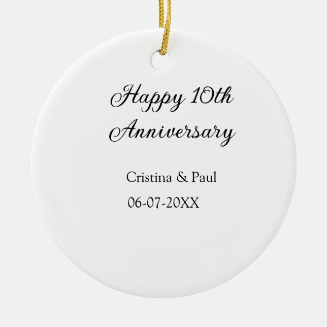 Happy 10. Jubiläum einfache minimale Hochzeitsbeze Keramik Ornament (Vorne)