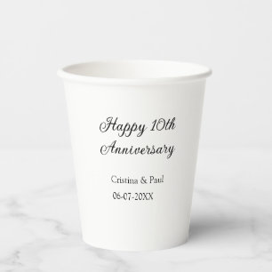 Happy 10. Jubiläum einfache minimale Hochzeitsbeze Pappbecher