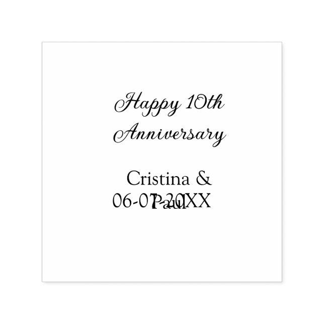Happy 10. Jubiläum einfache minimale Hochzeitsbeze Permastempel (Design)