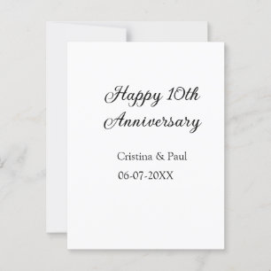 Happy 10. Jubiläum einfache minimale Hochzeitsbeze Postkarte
