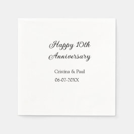 Happy 10. Jubiläum einfache minimale Hochzeitsbeze Serviette