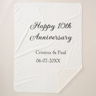 Happy 10. Jubiläum einfache minimale Hochzeitsbeze Sherpadecke