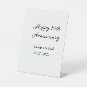 Happy 10. Jubiläum einfache minimale Hochzeitsbeze Sockelschild