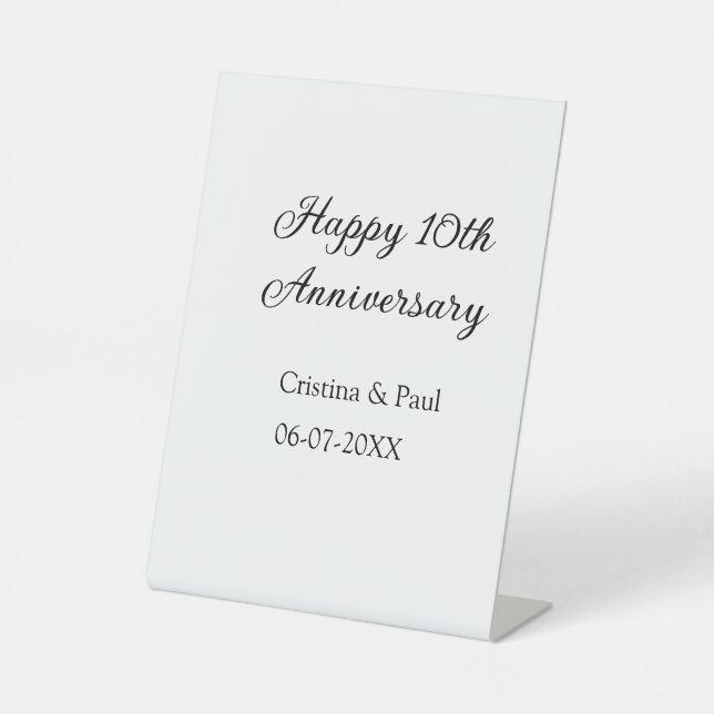 Happy 10. Jubiläum einfache minimale Hochzeitsbeze Sockelschild (Vorderseite)