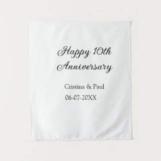 Happy 10. Jubiläum einfache minimale Hochzeitsbeze Wandteppich
