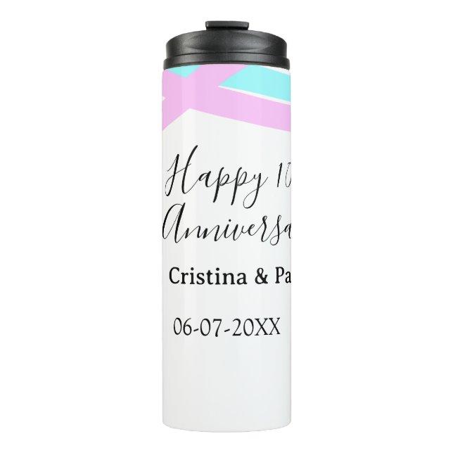 Happy 10th anniversary simple minimal wedding name thermosbecher (Vorderseite)