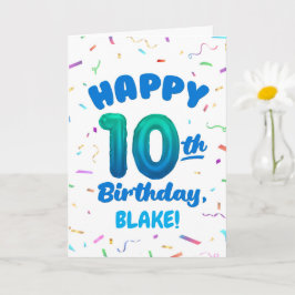 Happy 10th Birthday Card with Custom Name Karte