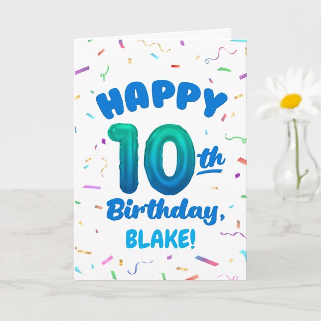 Happy 10th Birthday Card with Custom Name Karte (Kleine Pflanze)