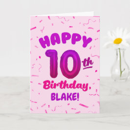 Happy 10th Birthday Card with Custom Name Karte