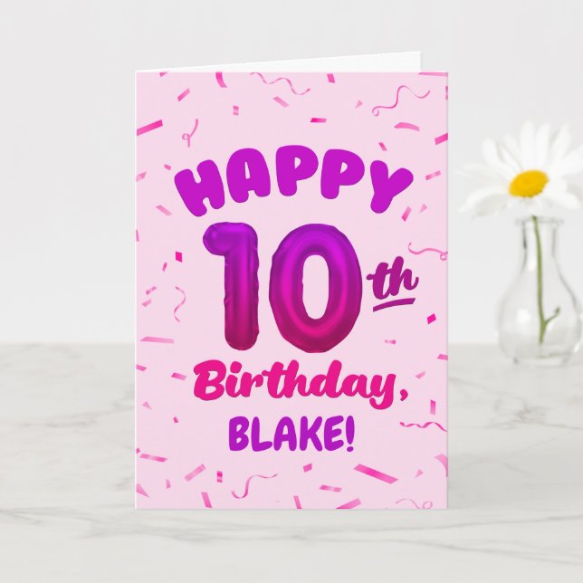 Happy 10th Birthday Card with Custom Name Karte (Kleine Pflanze)