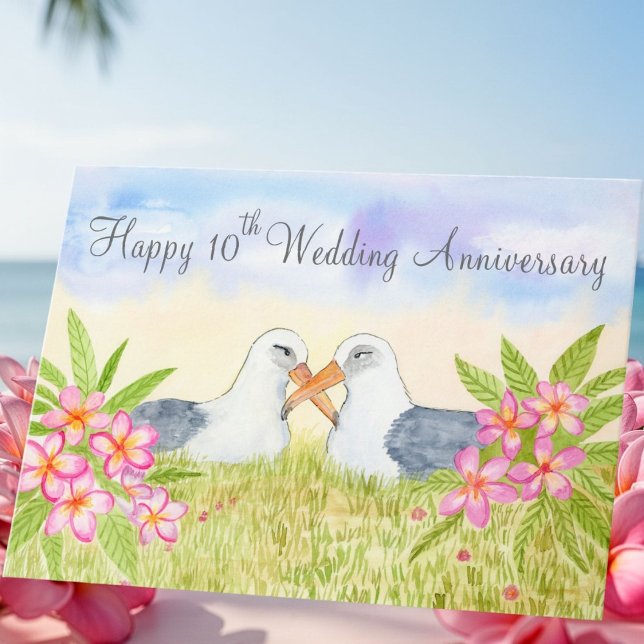 Happy 10th Wedding Anniversary Laysan Albatross Karte (Von Creator hochgeladen)