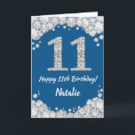 Happy 11. Geburtstag Blue and Silver Glitzer Card Karte<br><div class="desc">Happy 11. Geburtstag Blue and Silver Glitzer Card mit personalisiertem Namen. Für weitere Anpassungen klicken Sie bitte auf die Schaltfläche "Anpassen" und verwenden Sie unser Designwerkzeug,  um diese Vorlage zu ändern.</div>
