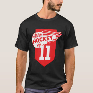 Happy 11. Geburtstag Boy Red Color Ice Hockey Them T-Shirt