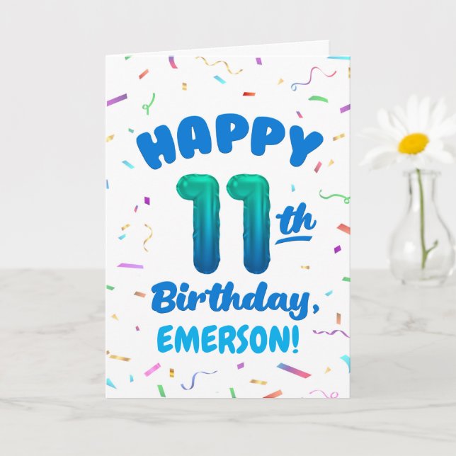 Happy 11th Birthday Card with Custom Name Karte (Kleine Pflanze)