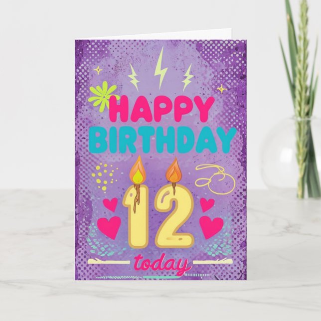Happy 12. Geburtstagskarte Karte (Vorderseite)