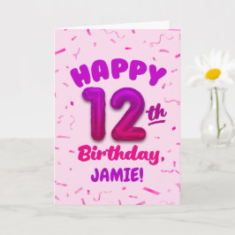 Happy 12th Birthday Card with Custom Name Karte