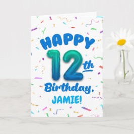 Happy 12th Birthday Card with Custom Name Karte