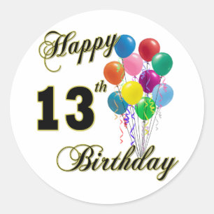 Happy 13. Geburtstagsgeschenke und Geburtstagsklei Runder Aufkleber