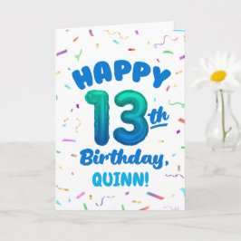 Happy 13th Birthday Card with Custom Name Karte