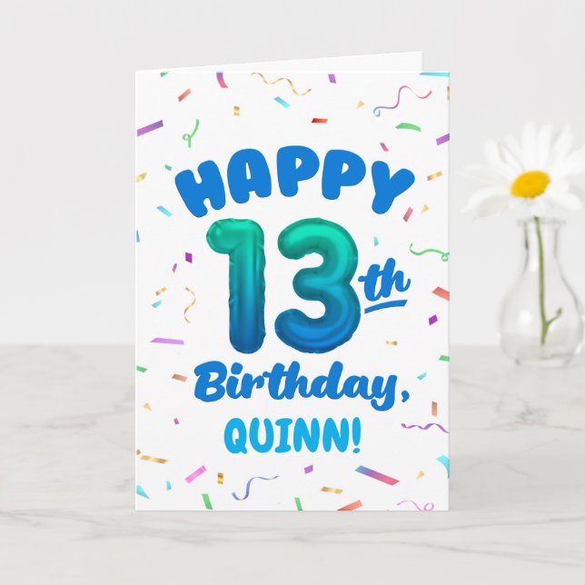 Happy 13th Birthday Card with Custom Name Karte (Kleine Pflanze)